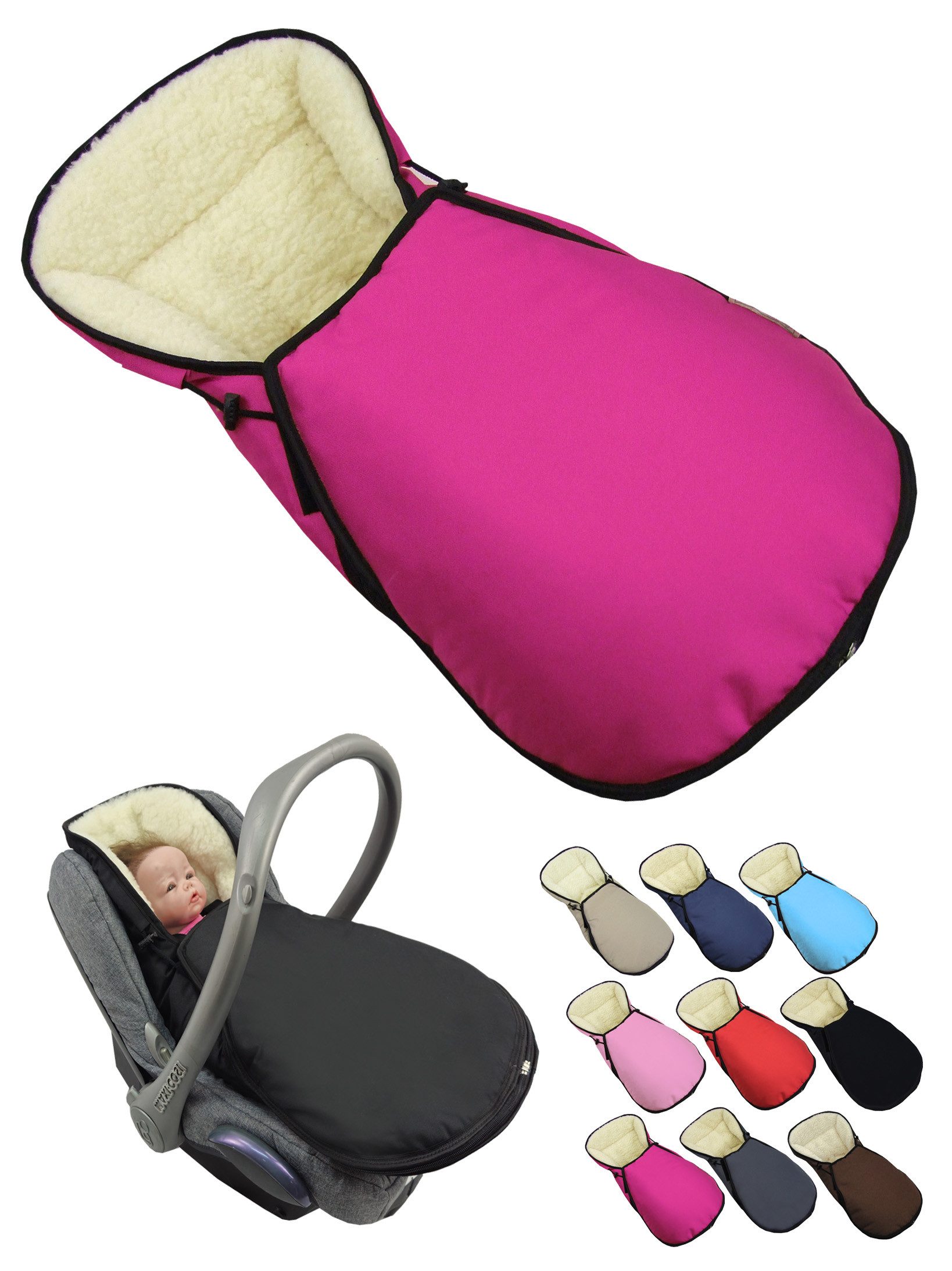 Fußsack Winterfußsack für Babyschale kompatibel mit Maxi-Cosi mit Wolle