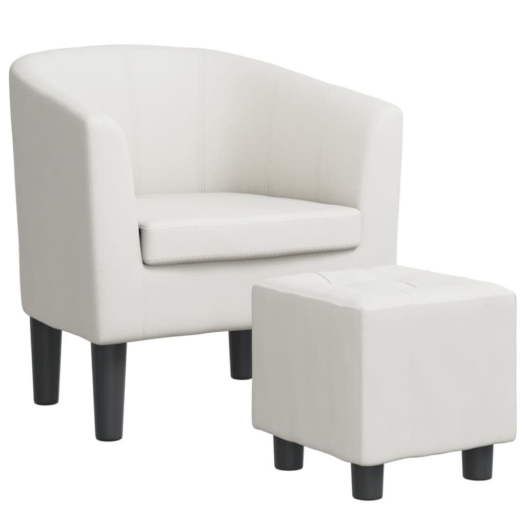 furnicato Cocktailsessel Moderner weißer Clubsessel mit Fußhocker, 70x56x68 cm, (1-St)