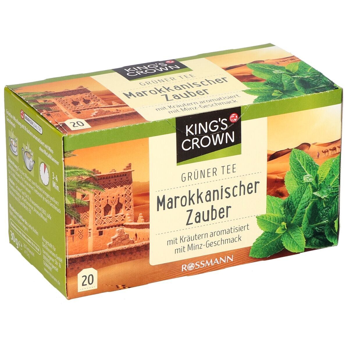 KING'S CROWN Tee Marokkanischer Zauber, 20 Teebeutel, Grüntee-Mischung