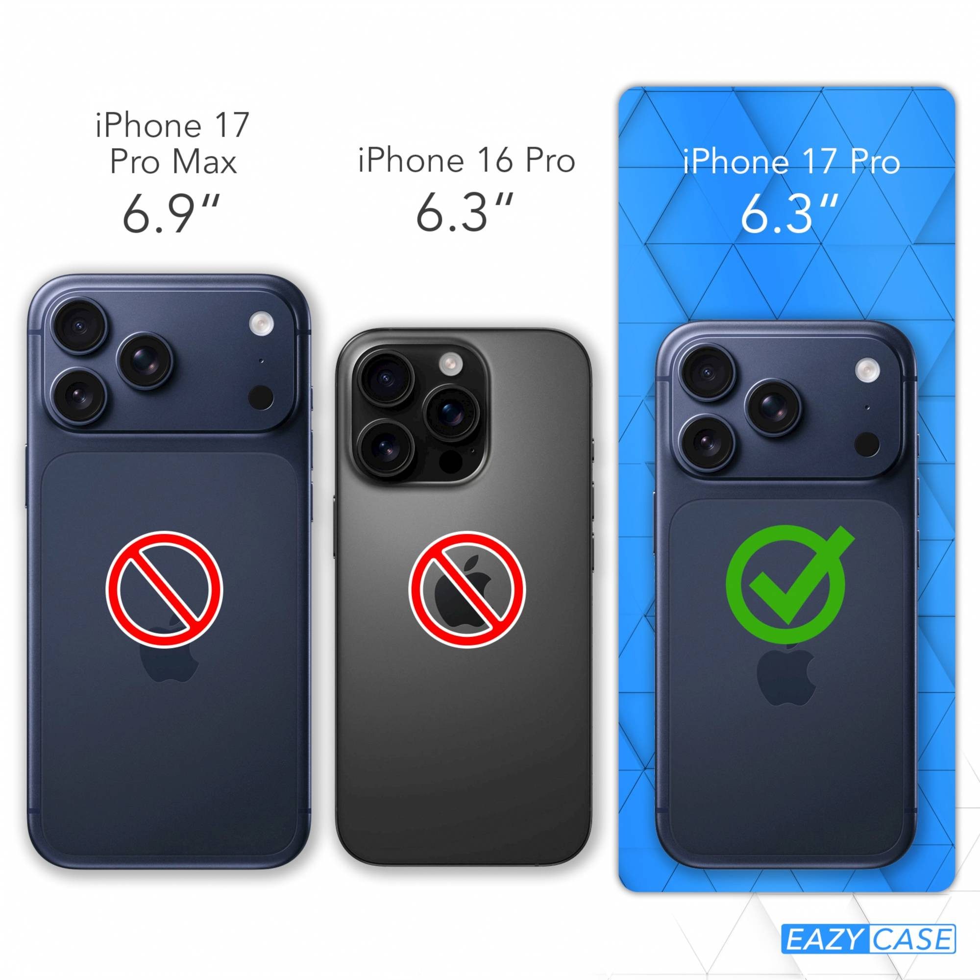 EAZY CASE Handyhülle Outdoor Case für Apple iPhone 17 Pro 6,3 Zoll, Hybrid Handyhülle kratzfest Smart Slimcover Transparent Robust Blau