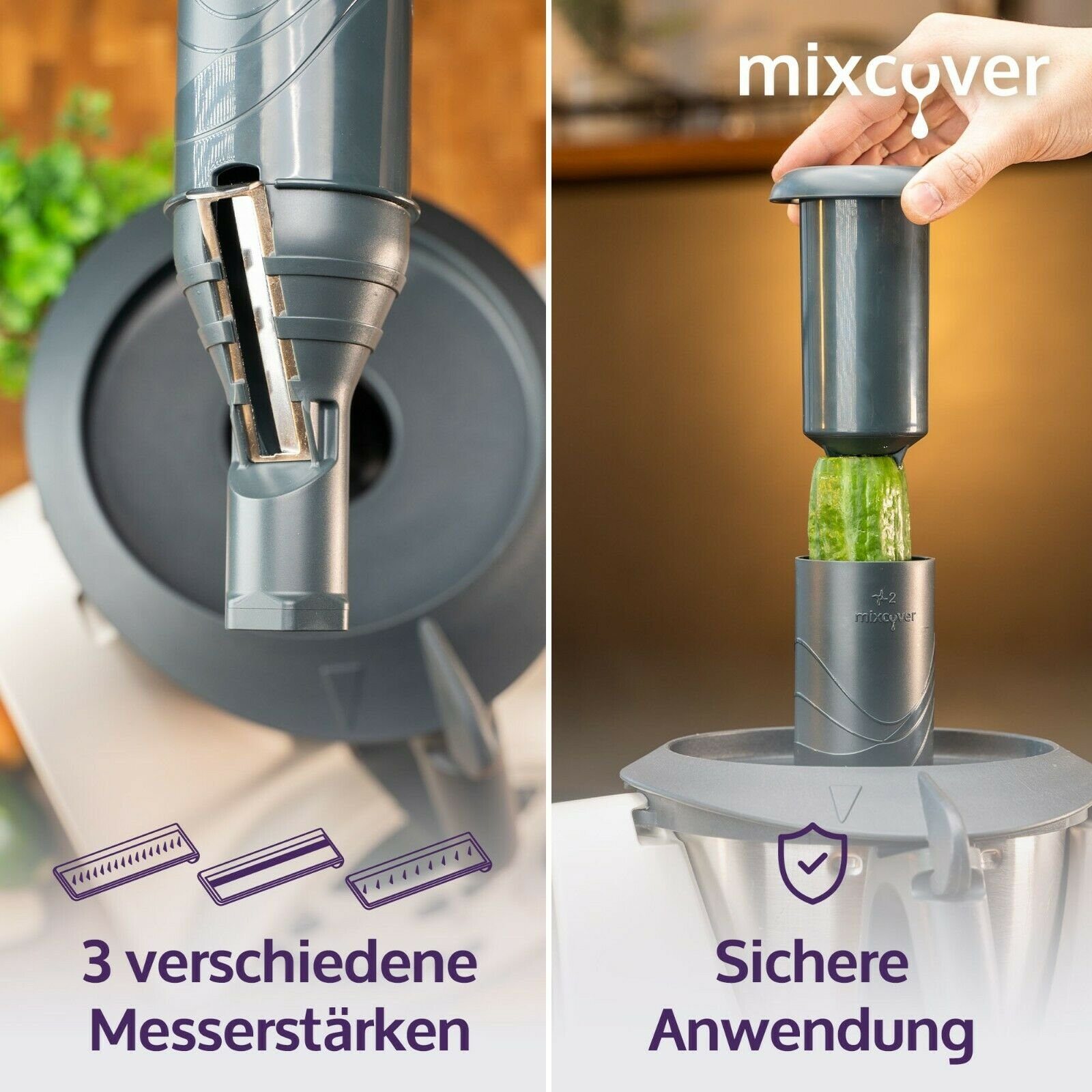 Mixcover Küchenmaschinen Zubehör-Set mixcover Spiralschneider Gemüsenudeln schneiden kompatibel mit