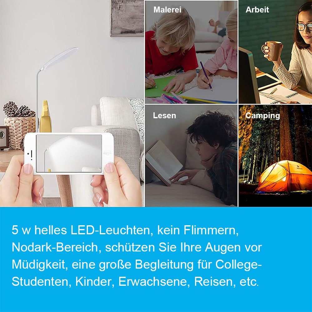 flexiblem mit LED 3 Schwanenhals, Schreibtischlampe Schreibtischlampe Helligkeitsstufen MOUTEN