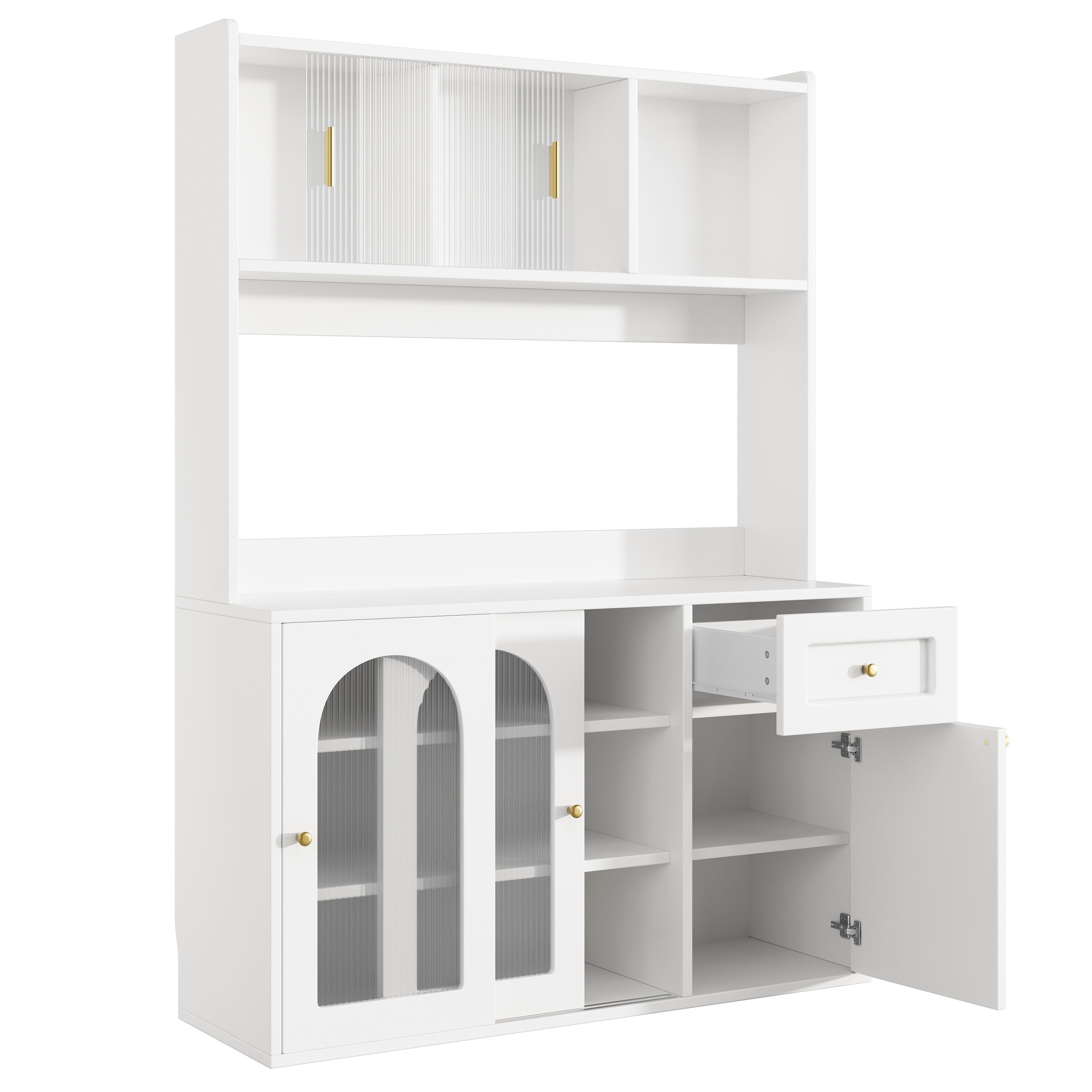 KLAM HOME Küchenbuffet Hochschrank Küchenbuffet, Vitrinenschrank, B120/T35/ günstig online kaufen