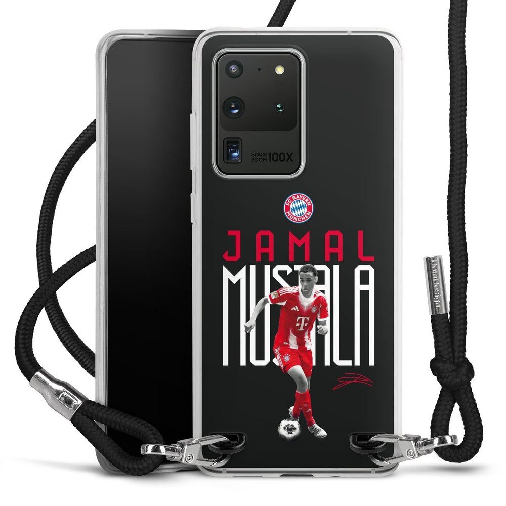 DeinDesign Handyhülle FC Bayern München Jamal Musiala Offizielles Lizenzprodukt, Samsung Galaxy S20 Ultra Handykette Hülle mit Band Case zum Umhängen