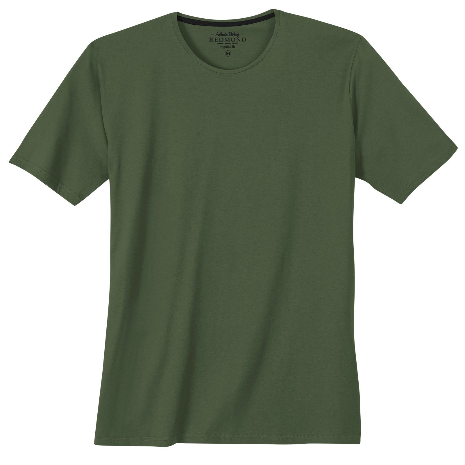 Redmond Rundhalsshirt Redmond Basic T-Shirt große Größen oliv Rundhals