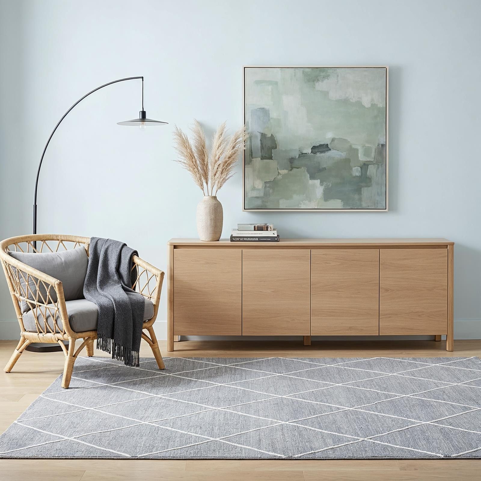 IDIMEX Teppich RHOMB, Wohnzimmerteppich 160x230cm waschbar mit Linien-Design Rauten grau
