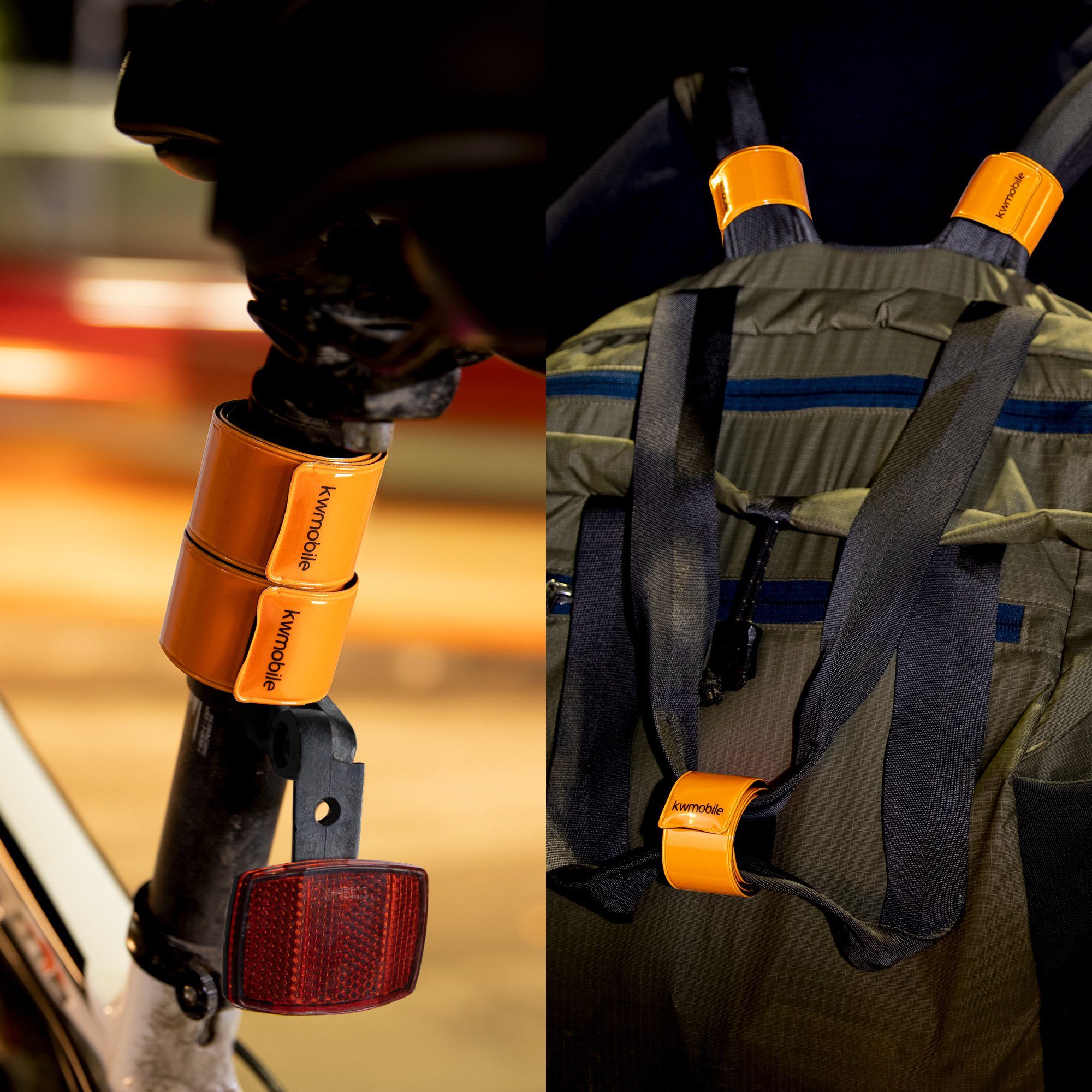 kwmobile Fahrradreflektor, kwmobile 6x Reflektorband - Reflektierendes Band  Schnapparmband Set - 360° Reflektor Sicherheitsband - Reflektorarmband für Arm  Bein Joggen
