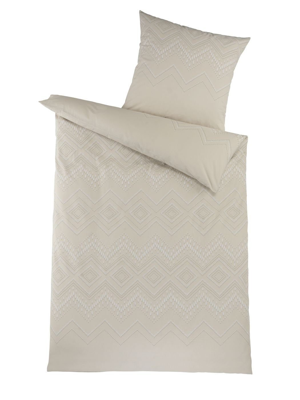 Optidream Bettwäsche Set Renforcé 135x200 Baumwolle Palina natur, Renforcé, 2 teilig, Sommer Geschenke Idee Frauen Männer weich sale Reißverschluss Partner