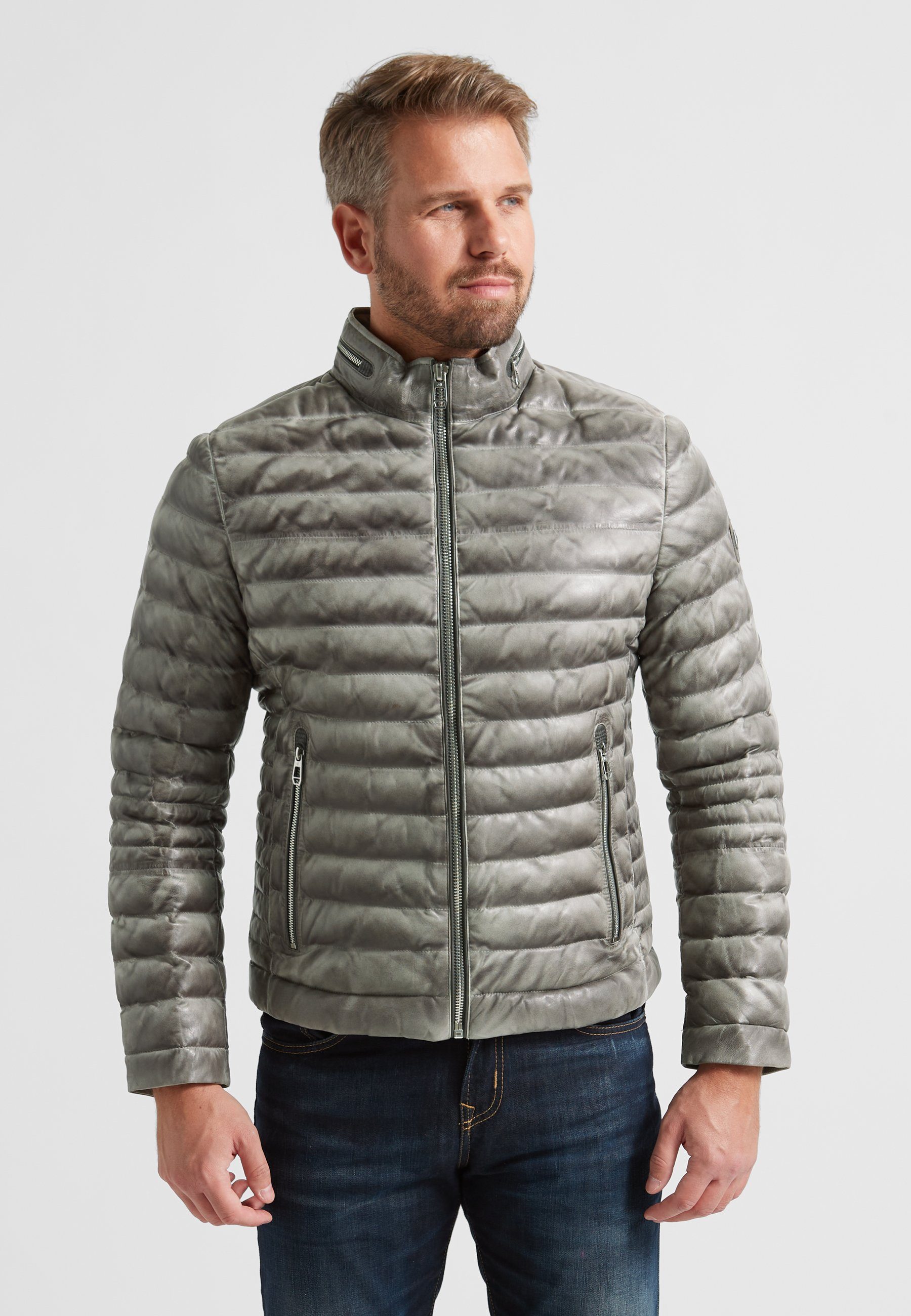 Milestone Lederjacke MSCavallino Herren Bikerjacke Jacke Leder normale Passform