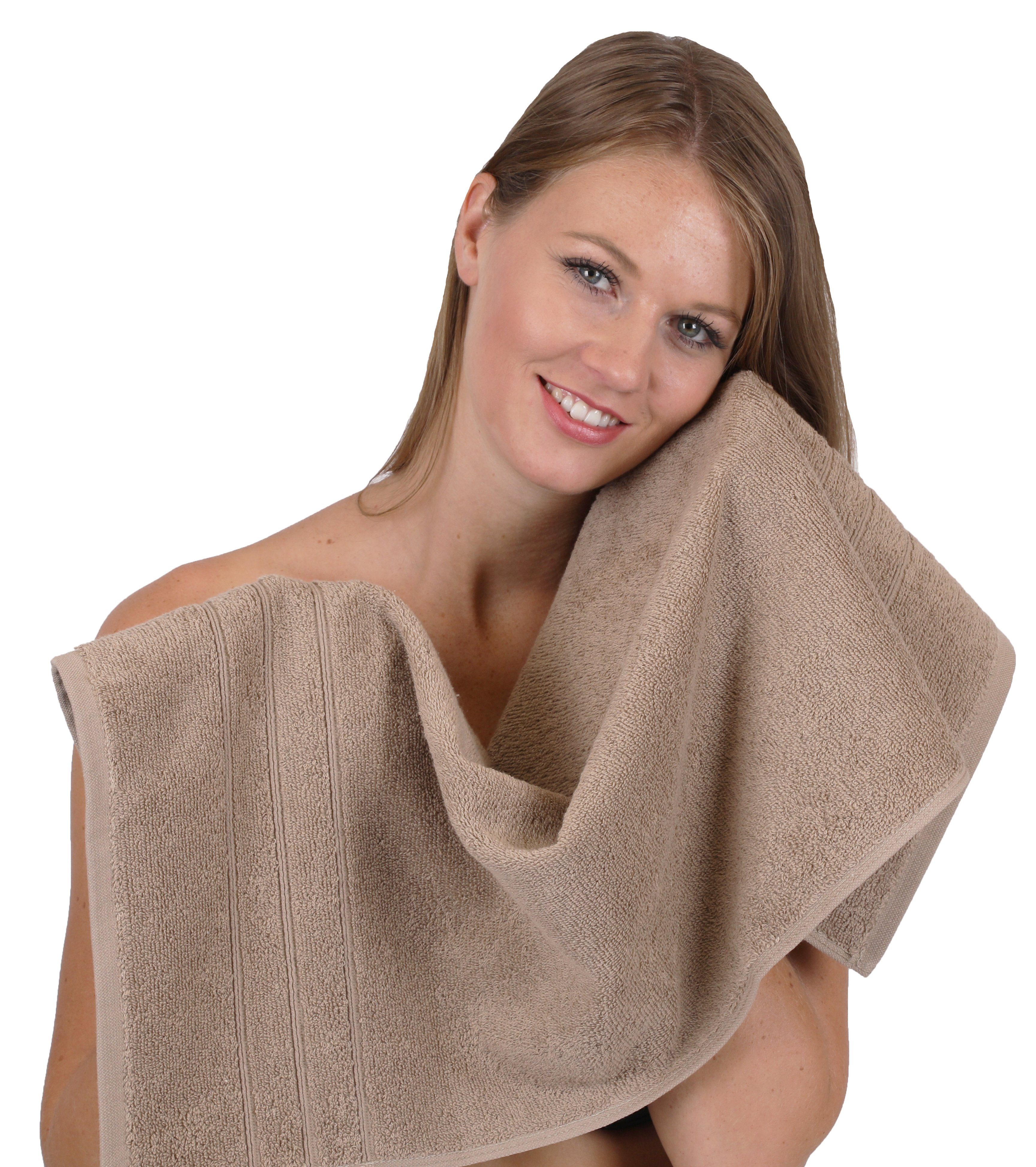 Betz Handtuch Set 8-TLG. Handtuch-Set Baumwolle Baumwolle, und 100% Farbe 2 Mokka 100% 2 Deluxe Duschtücher Fuchsia, Handtücher 2 2 Badetücher Seiftücher (8-tlg)