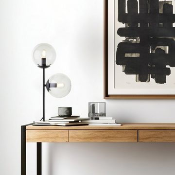 Brilliant Tischleuchte Ariol, ohne Leuchtmittel, mit Rauchglas, 48 cm Höhe, E14, Metall, schwarz