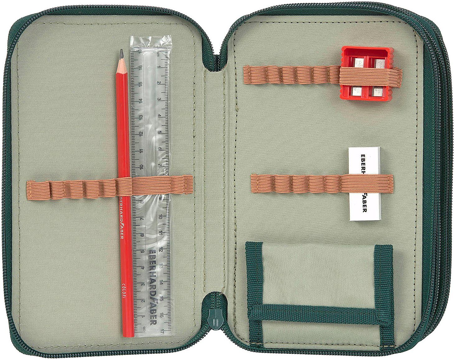 LÄSSIG Federmäppchen Unique Triple, Ocean Edition, dark green, Dreifach Mäppchen, aus recycelten PET-Flaschen