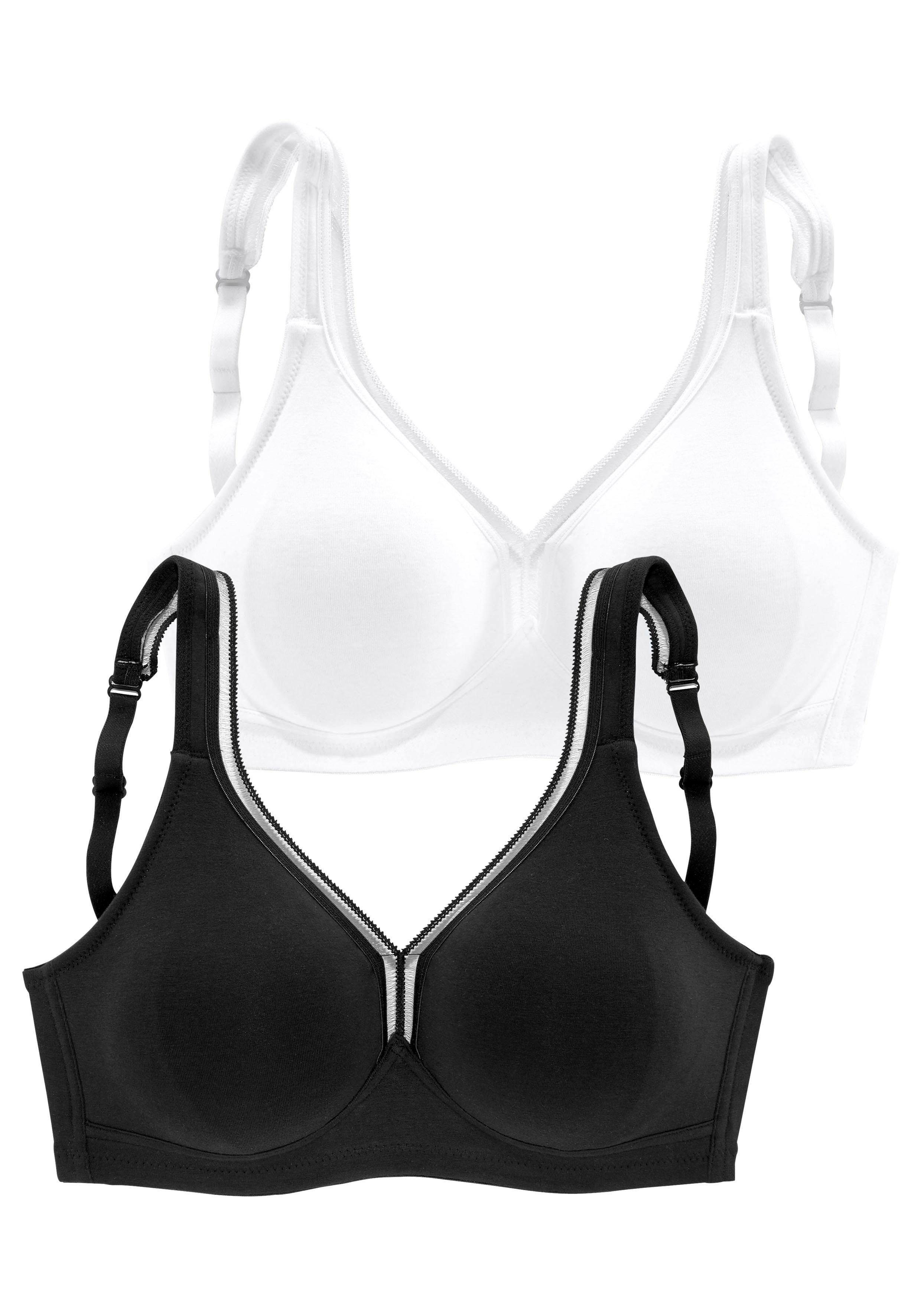 petite fleur by Lascana T-Shirt-BH, BH ohne Bügel, Entlastungs-BH, Baumwoll-BH (Packung, 2 Stück) mit breiten Trägern, große Größen, bequemer BH – Bild 2 von 5
