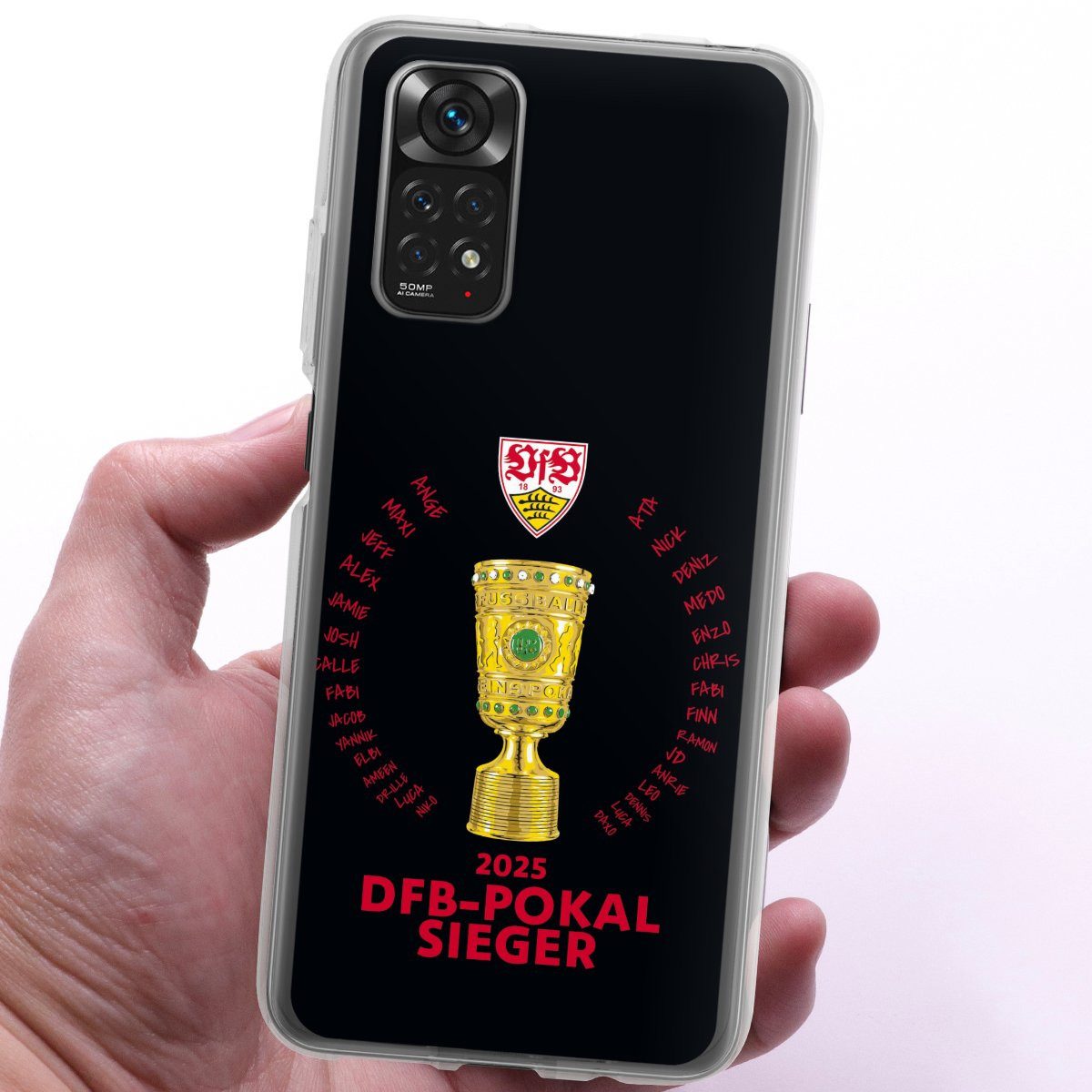 DeinDesign Handyhülle VfB Stuttgart Pokal Offizielles Lizenzprodukt, Xiaomi Redmi Note 11 Silikon Hülle Bumper Case Handy Schutzhülle