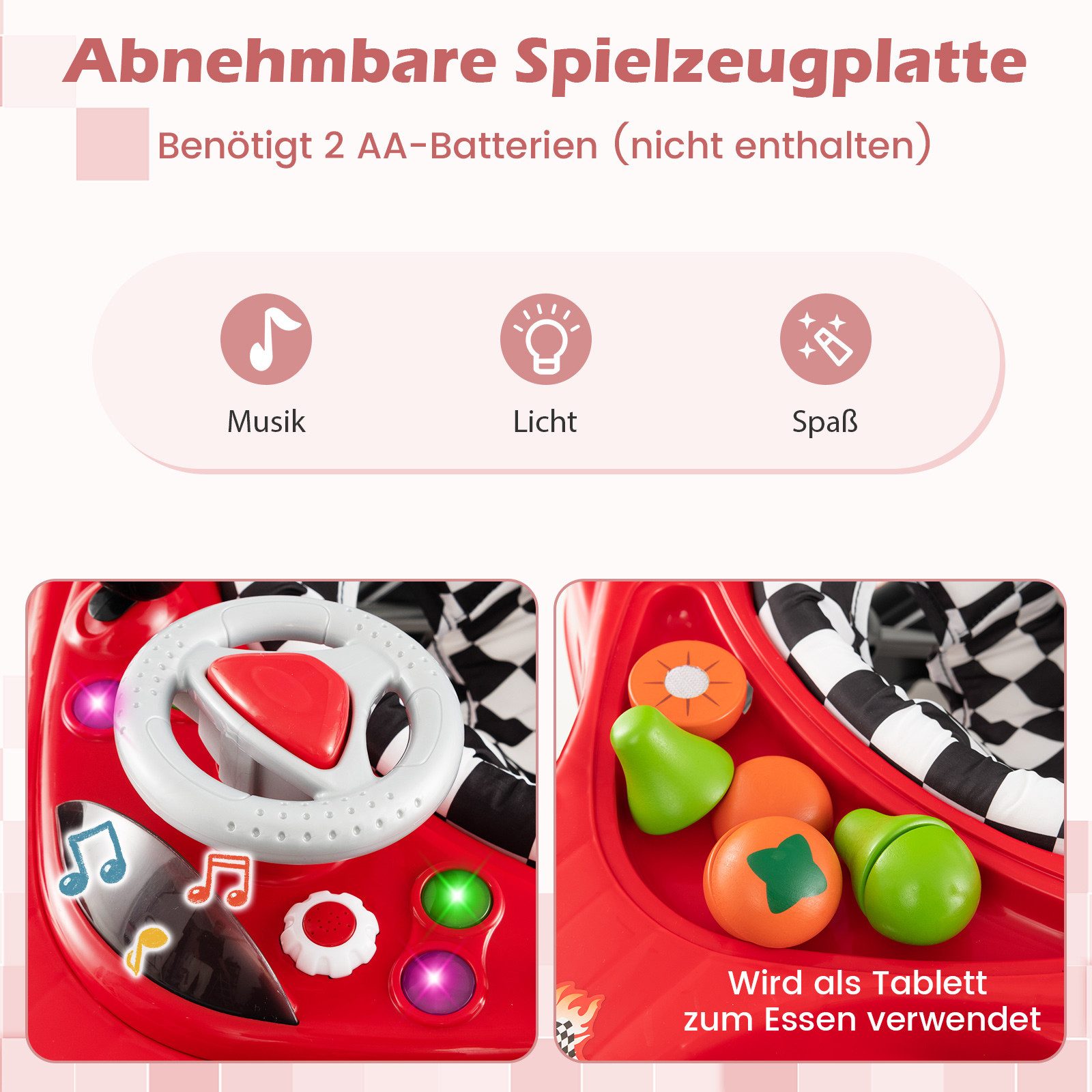 COSTWAY Lauflernwagen, 4 in 1 Baby Lauflernhilfe höhenverstellbar