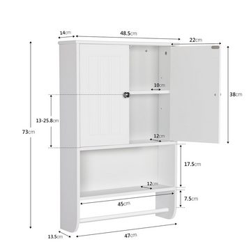 Yaheetech Hängeschrank mit Handtuchhalter und Einlegeboden