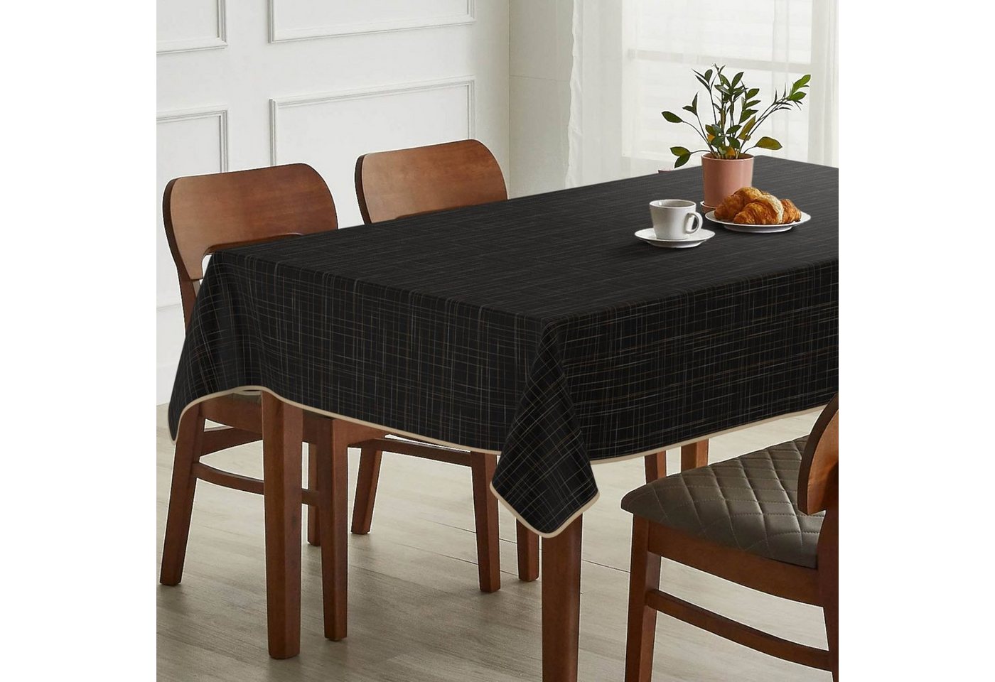 ANRO Tischdecke mit feiner Veredelung und Beschichtung Tischwäsche Stoff-Tischdecke (Einzelstück 1-tlg), Premium TEFLON und 2-Fache Acryl Beschichtung