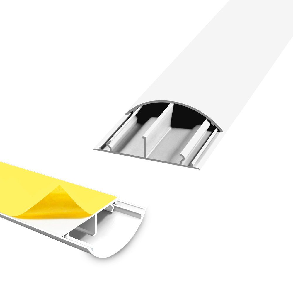 ARLI Kabelkanal 3x 1m halbrund selbstklebend 50 x 12 mm weiß TV Kabelkanal Kabelbrücke (3-St)