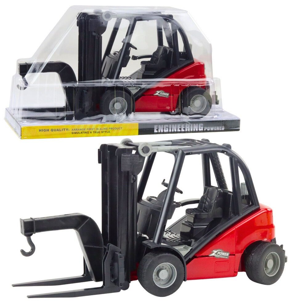 LEAN TOYS Spielzeug-Gabelstapler LeanToys Gabelstapler Baufahrzeug Bewegen Gabeln Rot