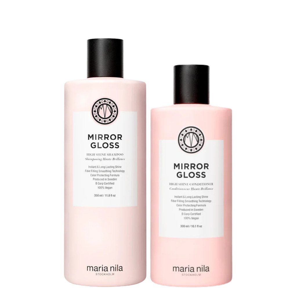 Maria Nila Haarpflege-Set Mirror Gloss Duo, 2-tlg., Glanzverstärkendes Set für geschmeidiges, spiegelglänzendes Haar