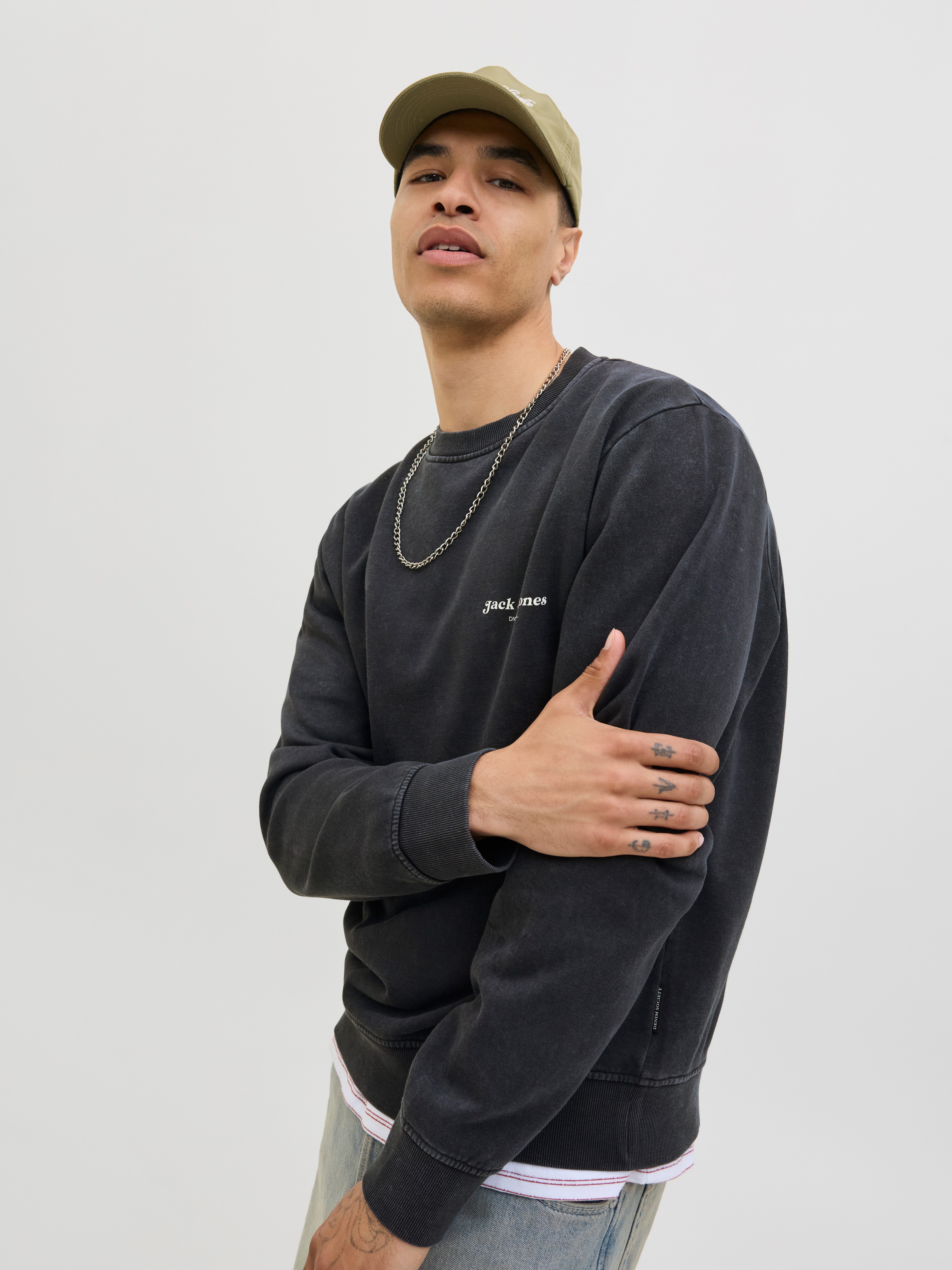 Jack & Jones Sweatshirt JJEDOVER PRINT SWEAT CREW NECK günstig online kaufen