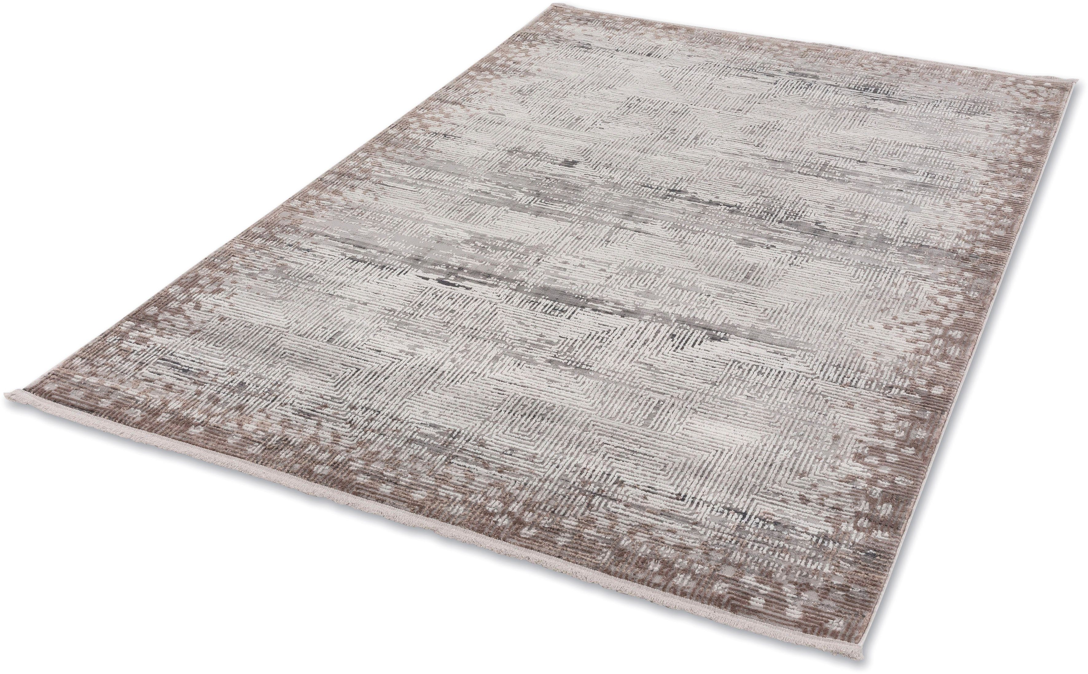 Teppich Vercelli 234 Kurzflorteppich, ASTRA, rechteckig, Höhe: 9 mm, wollig weiche Oberfläche, mit Fransen, 3-D Effekt, Wohnzimmer