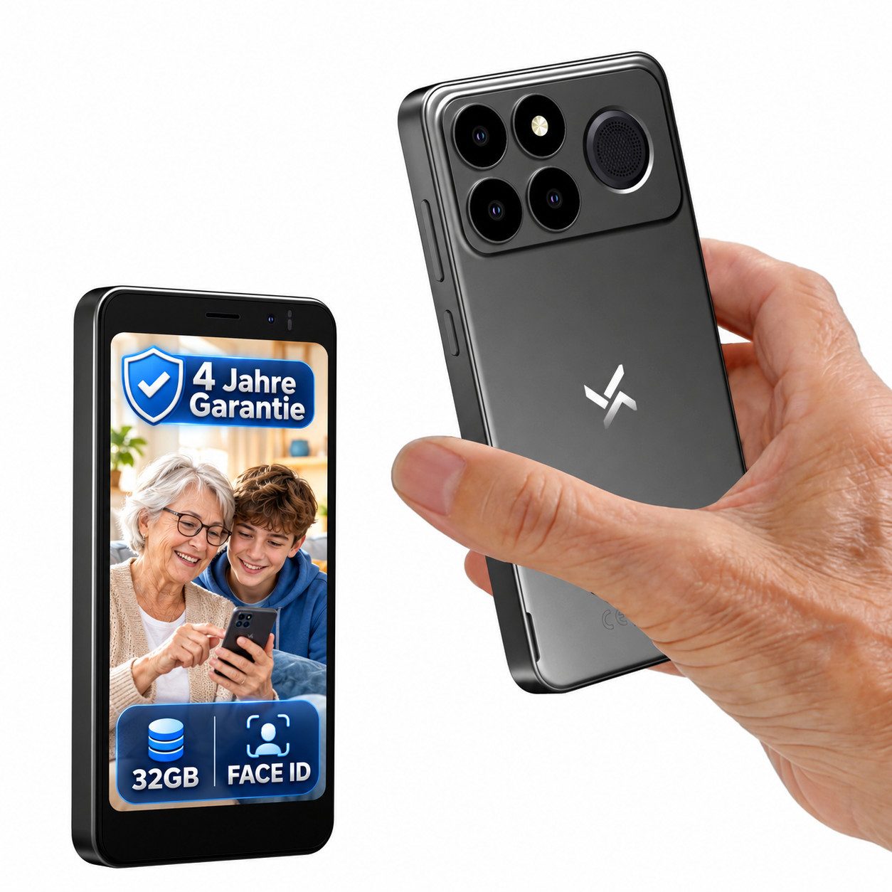 blackview NOTE 10 Kleinhandy Ohne Vertrag 5 Zoll, 9GB+32GB, Face ID Smartphone (5 Zoll, 32 GB Speicherplatz, 4G Dual SIM, Face ID, Bluetooth, Augenschutz, Für Senioren und Kinder)