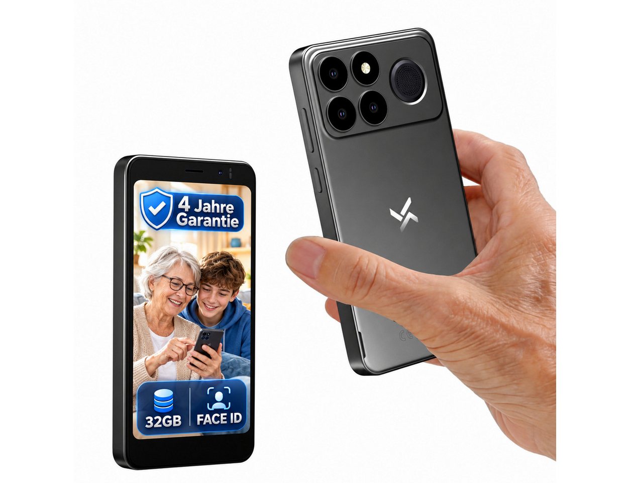 blackview NOTE 10 Kleinhandy Ohne Vertrag 5 Zoll, 9GB+32GB, Face ID Smartphone (5 Zoll, 32 GB Speicherplatz, 4G Dual SIM, Face ID, Bluetooth, Augenschutz, Für Senioren und Kinder)