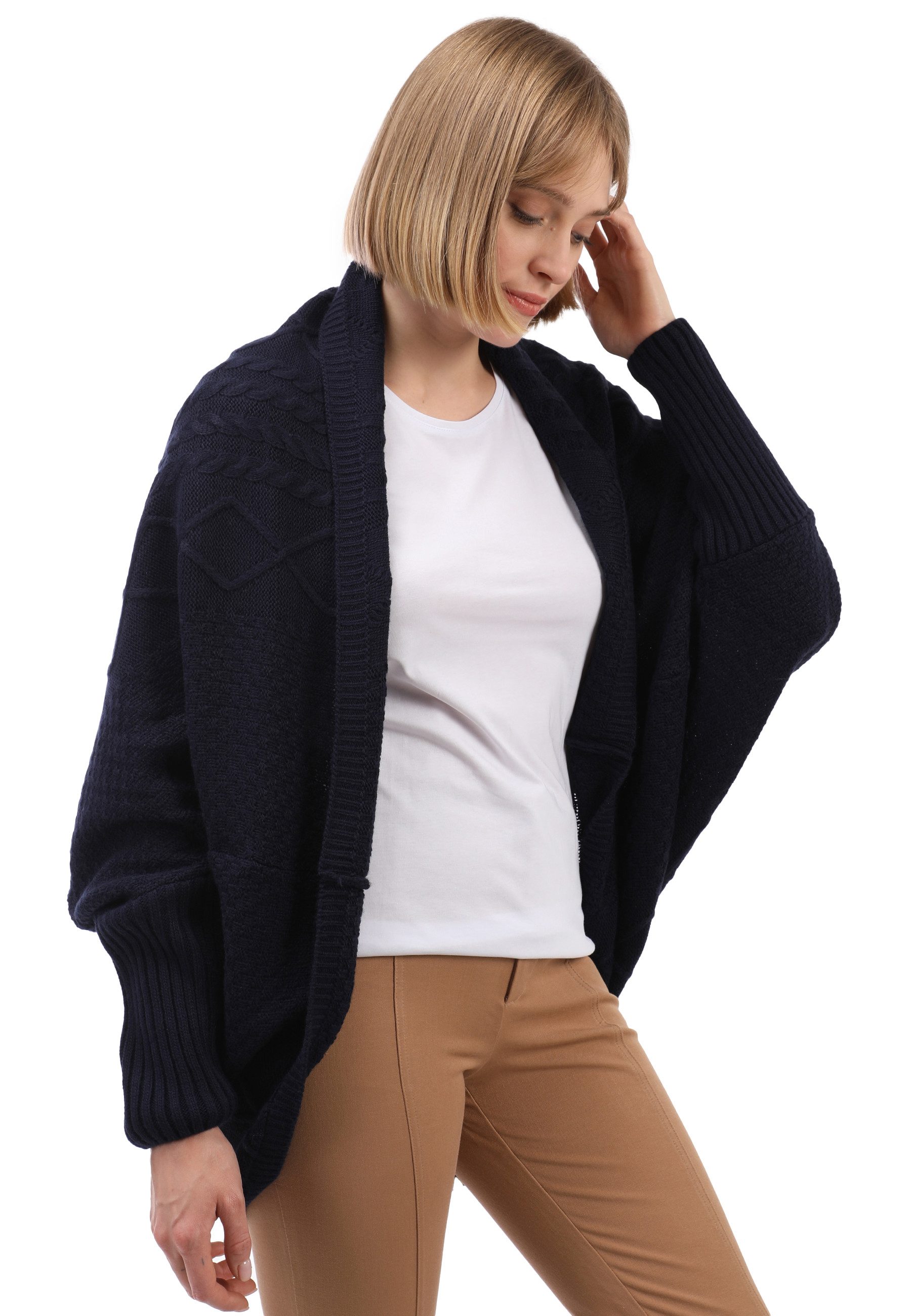 Felix Hardy Strickjacke Langärmelige Strickjacke aus Wollmischung mit Fledermausärmeln