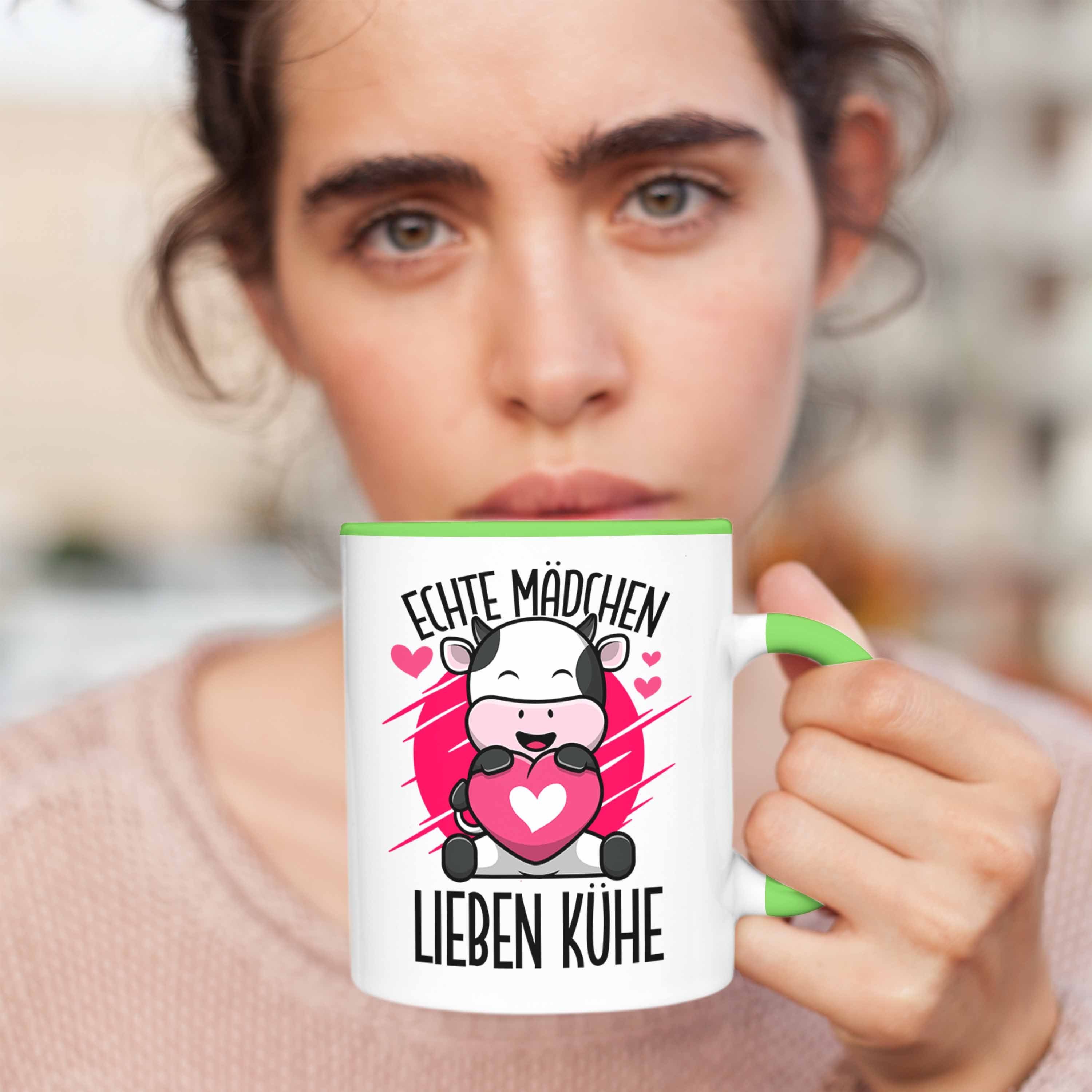 Kuh Liebhaber Grün Tasse Mädchen Kühe Tasse Trendation für Geschenkidee Lustige