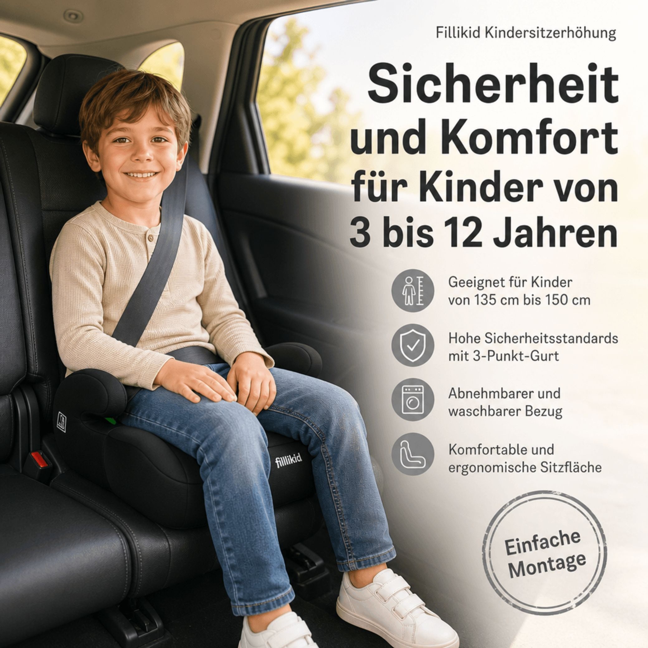 Fillikid Kindersitzerhöhung Sitzerhöhung Basic Auto