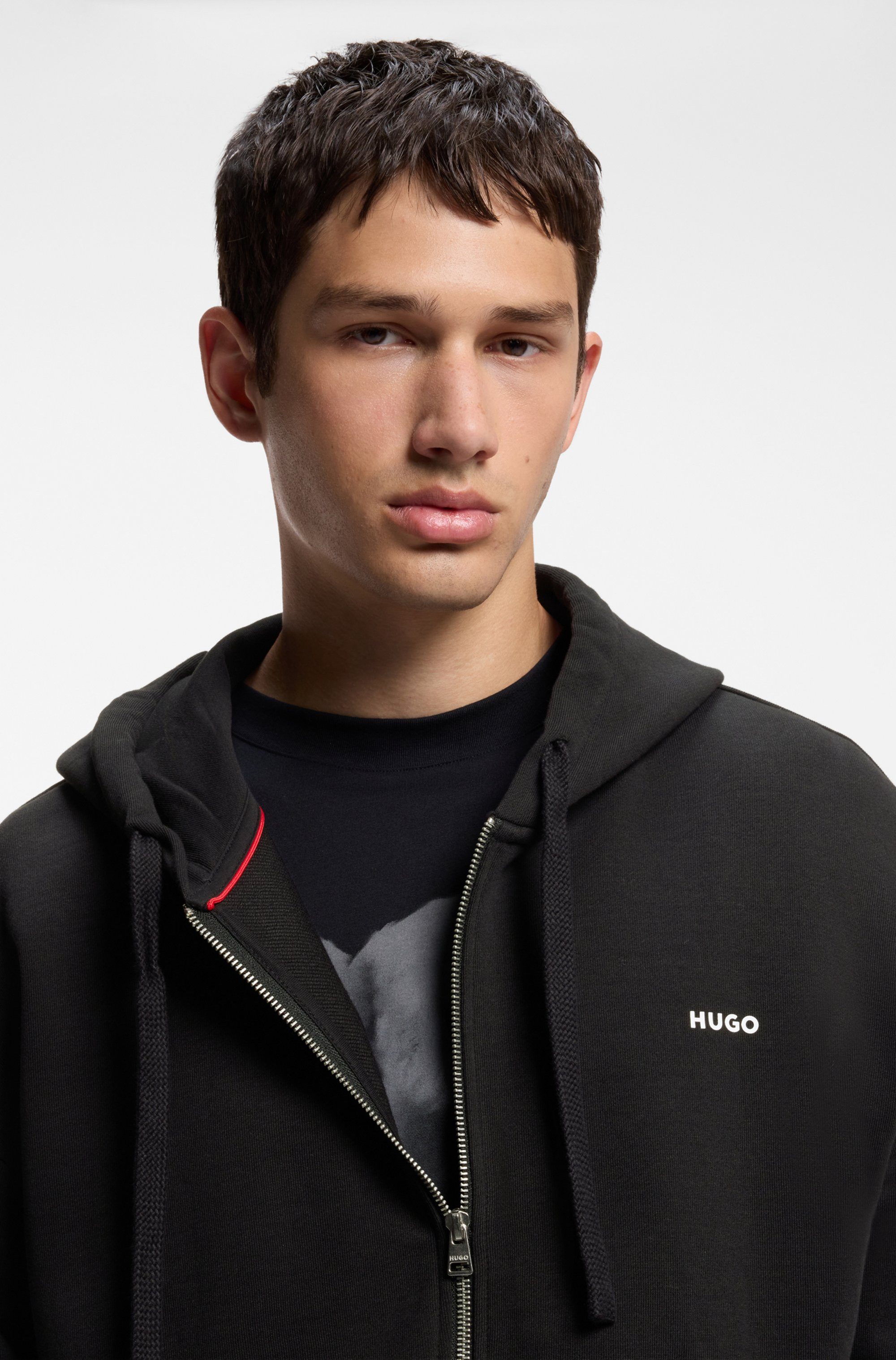 HUGO Kapuzensweatjacke Relaxed Fit, Kapuze, Taschen