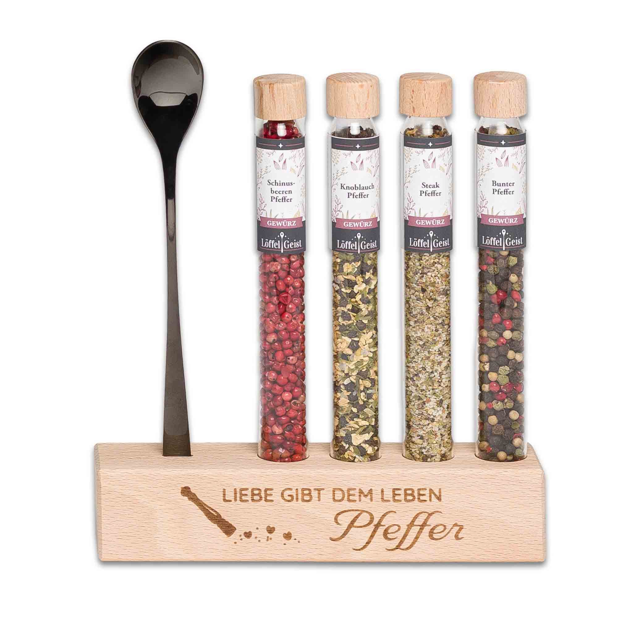 Löffelgeist Lebensmittel-Geschenkset Liebe gibt dem Leben Pfeffer