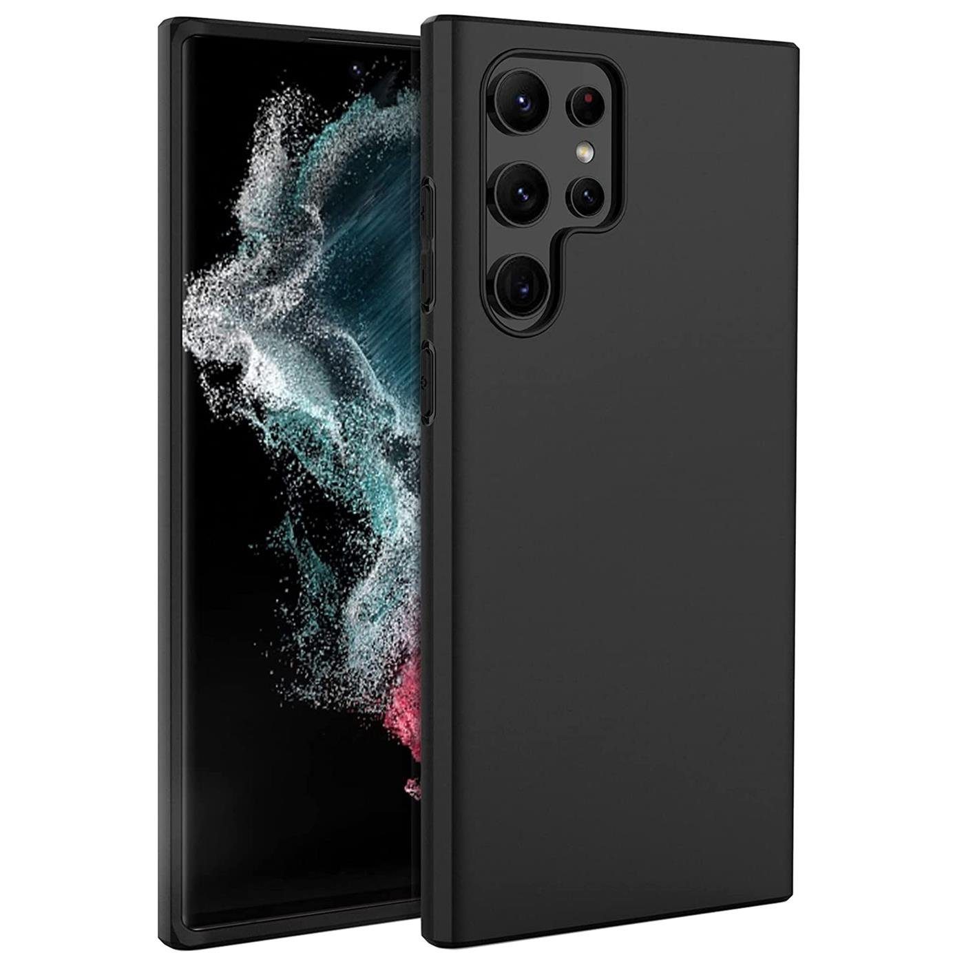 CoolGadget Handyhülle Handy Schutzhülle für Samsung Galaxy S23 Ultra matt schwarz 6,8 Zoll, Silikon TPU Hülle Schutz Tasche Cover schlicht Slim Case