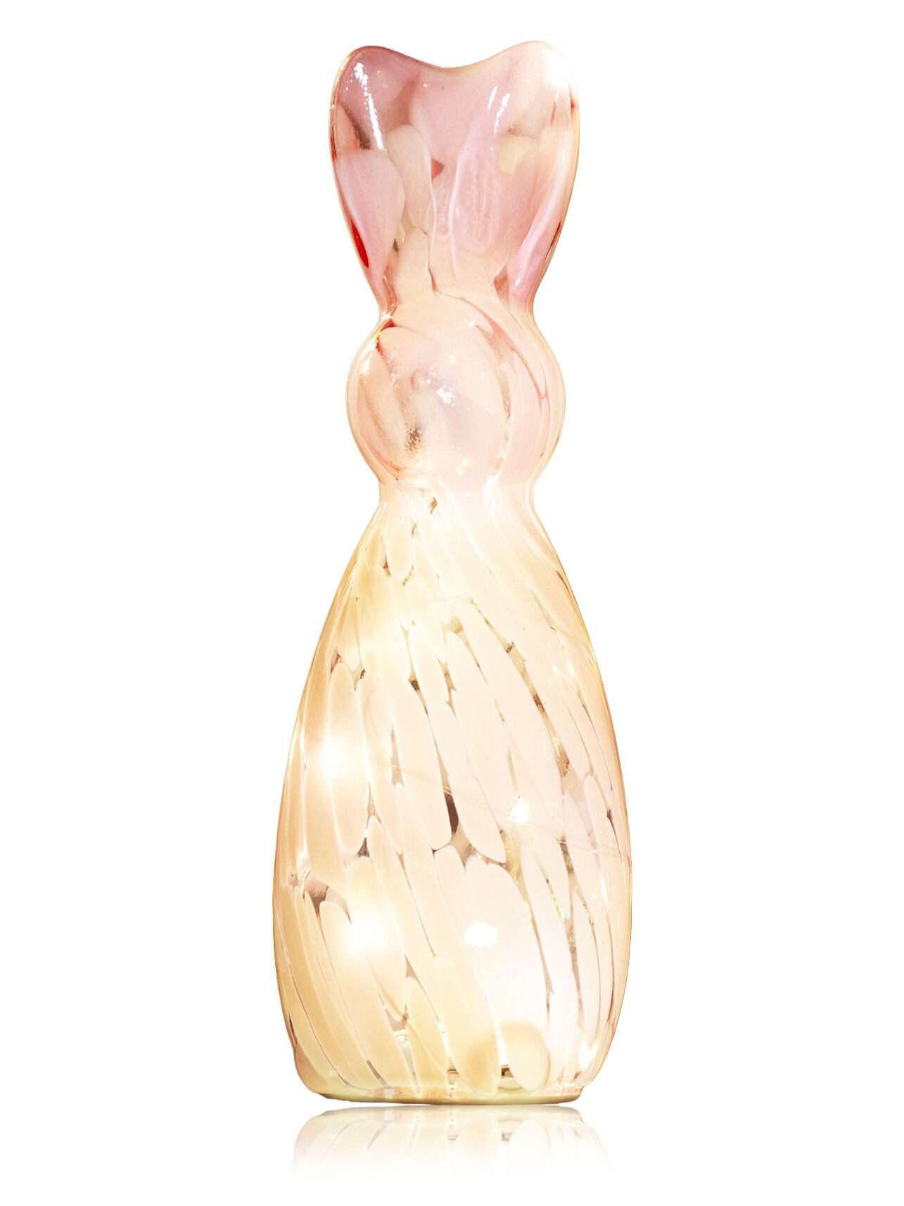 Dekorieren macht glücklich Dekoobjekt Osterdeko Glashase "VISO" mit LED Beleuchtung, 15 Micro LEDs, mit 15 warmweißen Micro-LEDs & Timer, kabellose Osterdeko