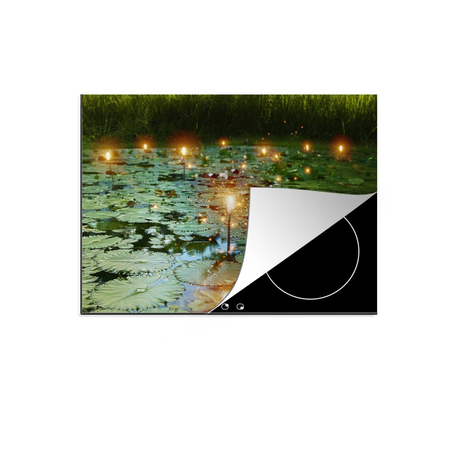 MuchoWow Herdblende-/Abdeckplatte Lichter (1 Ceranfeldabdeckung Mobile 70x52 nutzbar, Graben, cm, im Vinyl, tlg), Arbeitsfläche