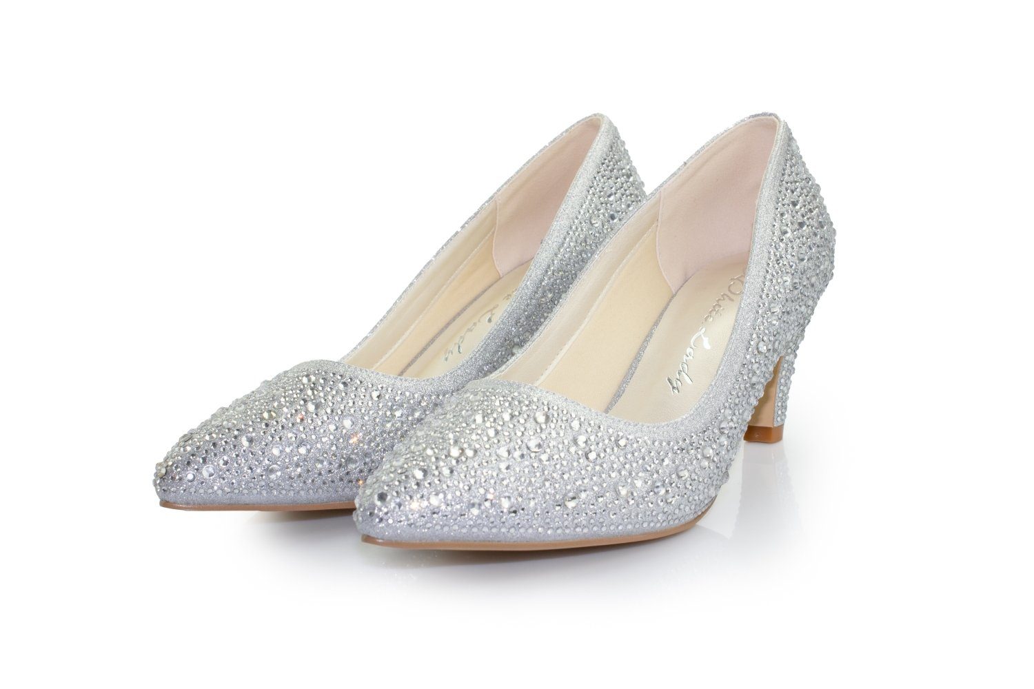 White Lady zirkonia Pumps - silber Glitter 925 Pumps