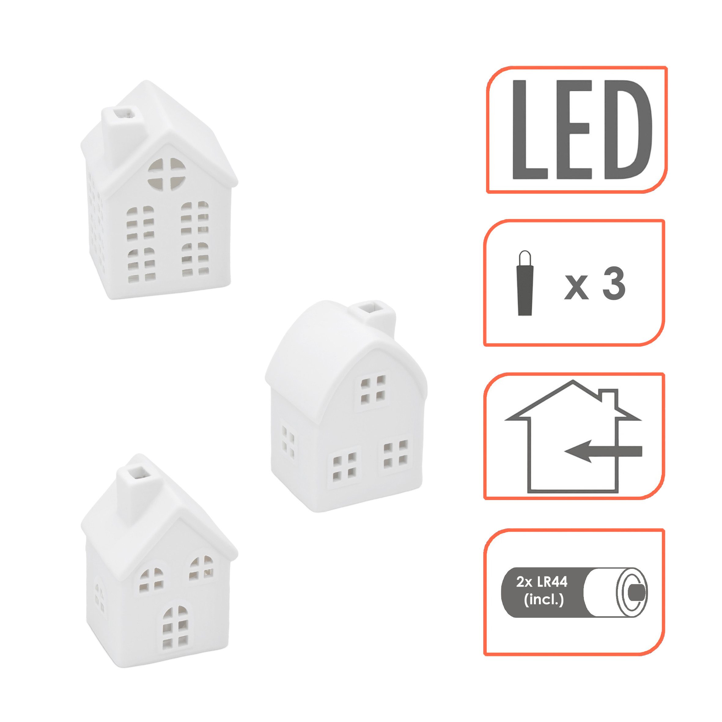 Spetebo LED Dekoobjekt LED Keramik Haus weiß, AN / AUS, LED fest integriert, warm weiß, Deko Weihnachtsdorf mit Beleuchtung in warm weiß