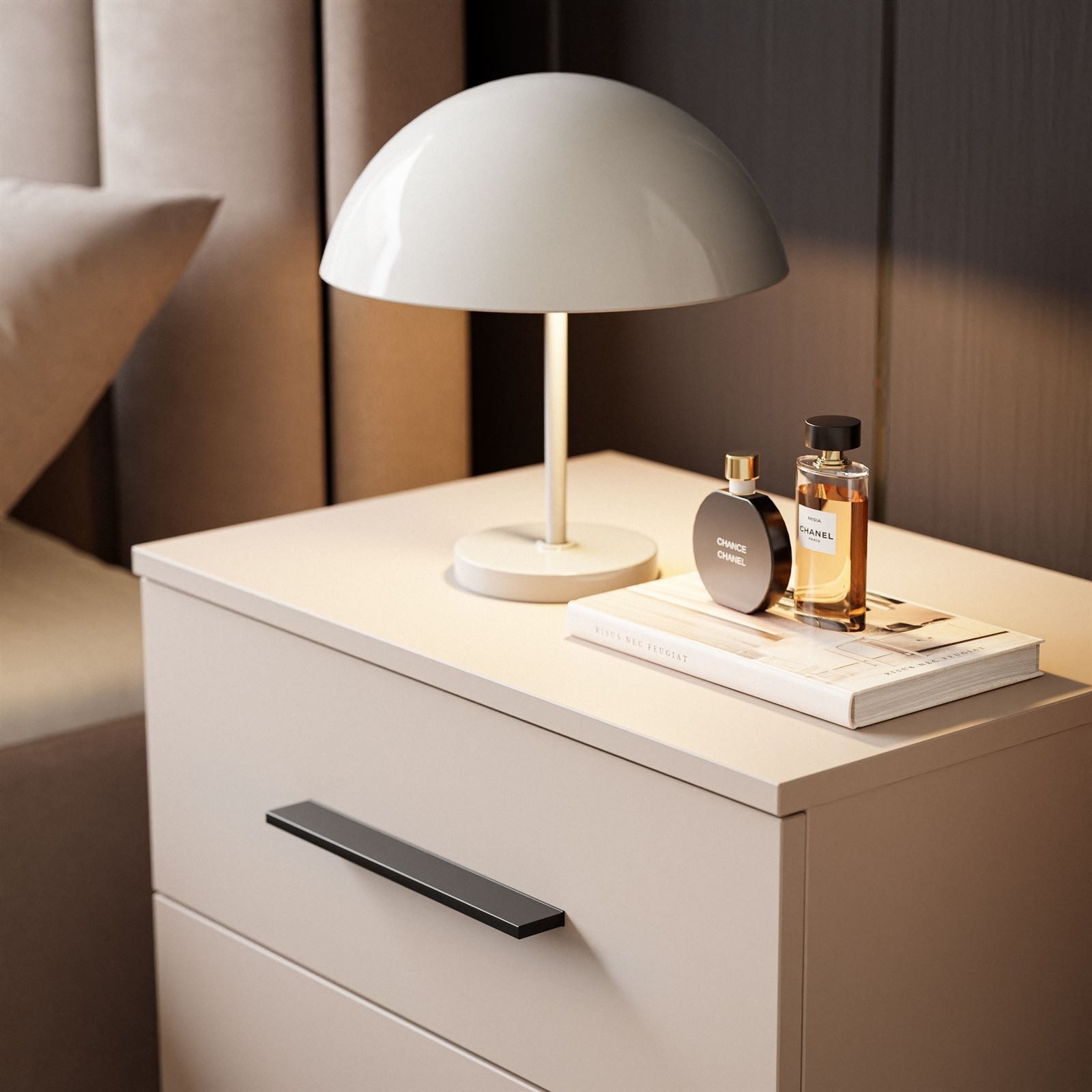 Lookway Nachttisch LINA Kaschmir II mit LED Beleuchtung, Breite 55 cm