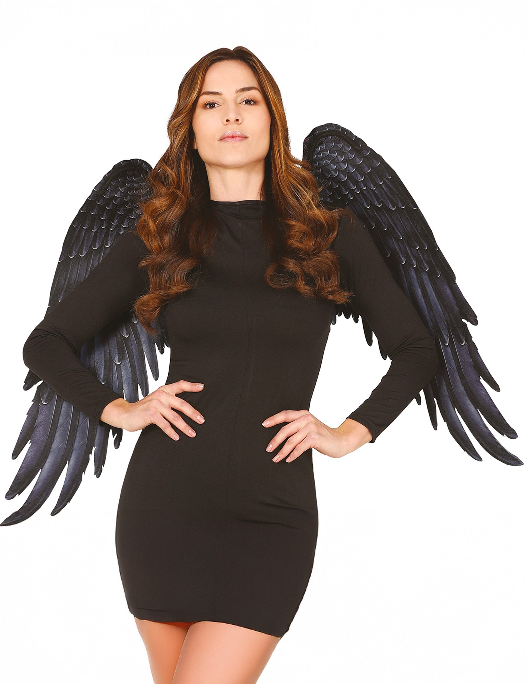 Fiestas Guirca Engel-Kostüm Engelflügel Gothik Kostümaccessoire für Erwachsene schwarz