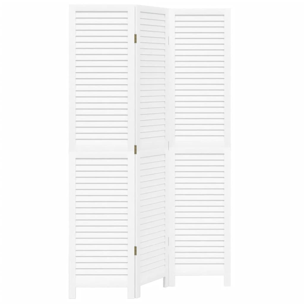 vidaXL Paravent 3-tlg Raumteiler Weiß Massivholz Paulownia Paravent