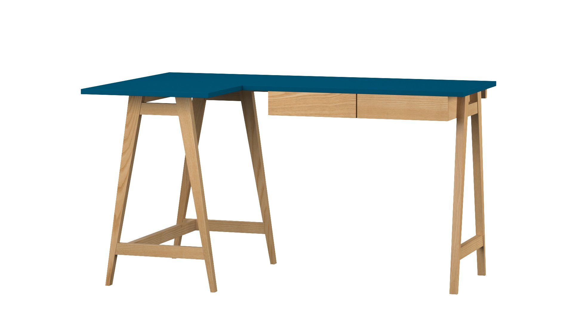 Siblo Schreibtisch - - mit Jugendzimmer MDF-Platte Moderner Schreibtisch mit (Eckschreibtisch Katia - minimalistisches - Schubladen) Eschenholz Blau Kinderzimmer Katia Schubladen - Design - Eckschreibtisch