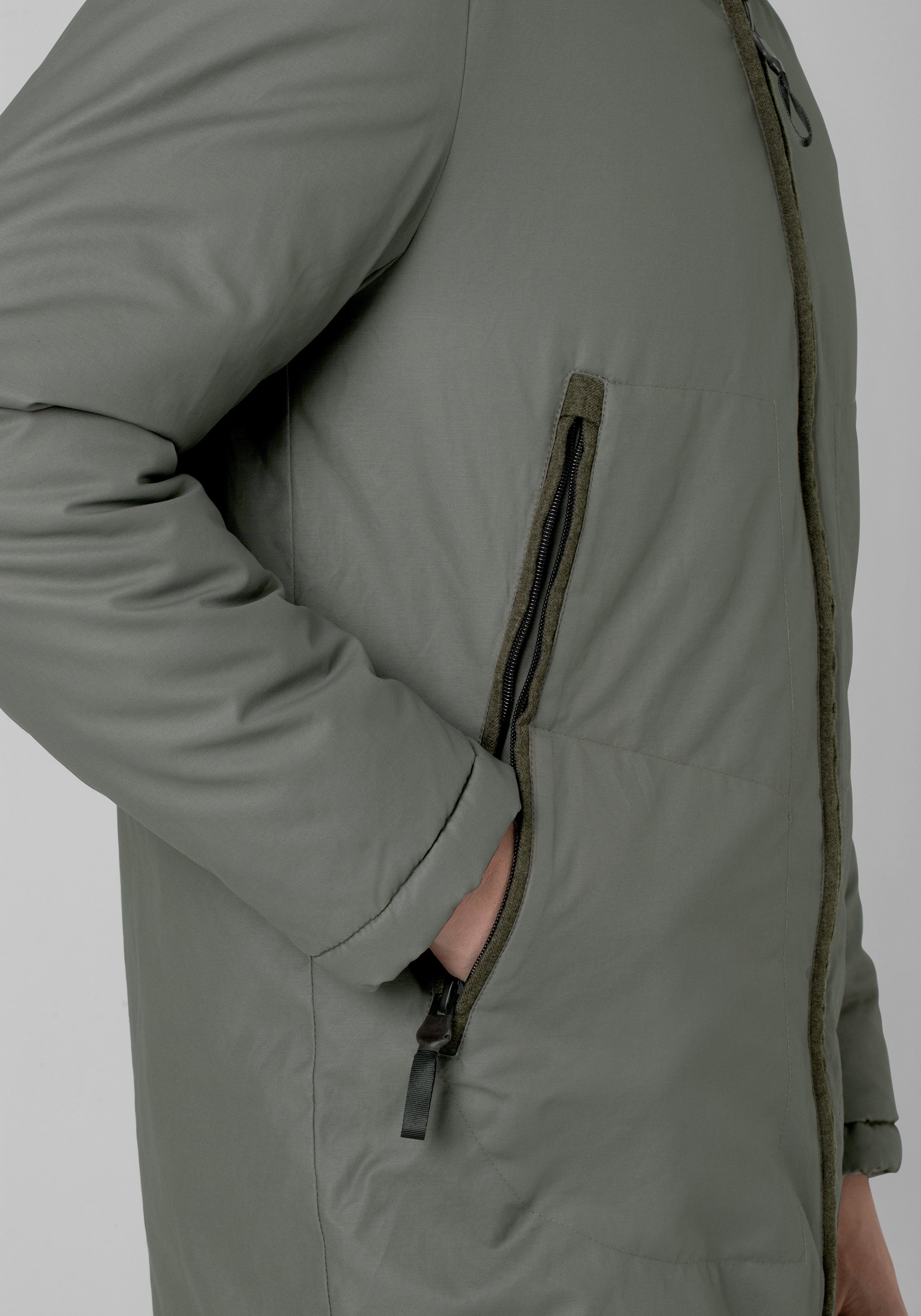 TIMEZONE Winterjacke Long grün Jacket Hood Attachable 1