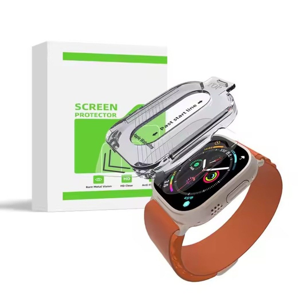 Baker Displayschutzfolie 2x Schutzglas für Apple Watch 4, 5, 7, 8, 9, 10 + Anbringhilfe für 40mm, 41mm, 42mm, 44mm, 45mm, 49mm, 46mm, SE, Ultra, Ultra2, (2 Pack), Einfache Installation, Anti-Staub, Schutzfolie, Panzerglas