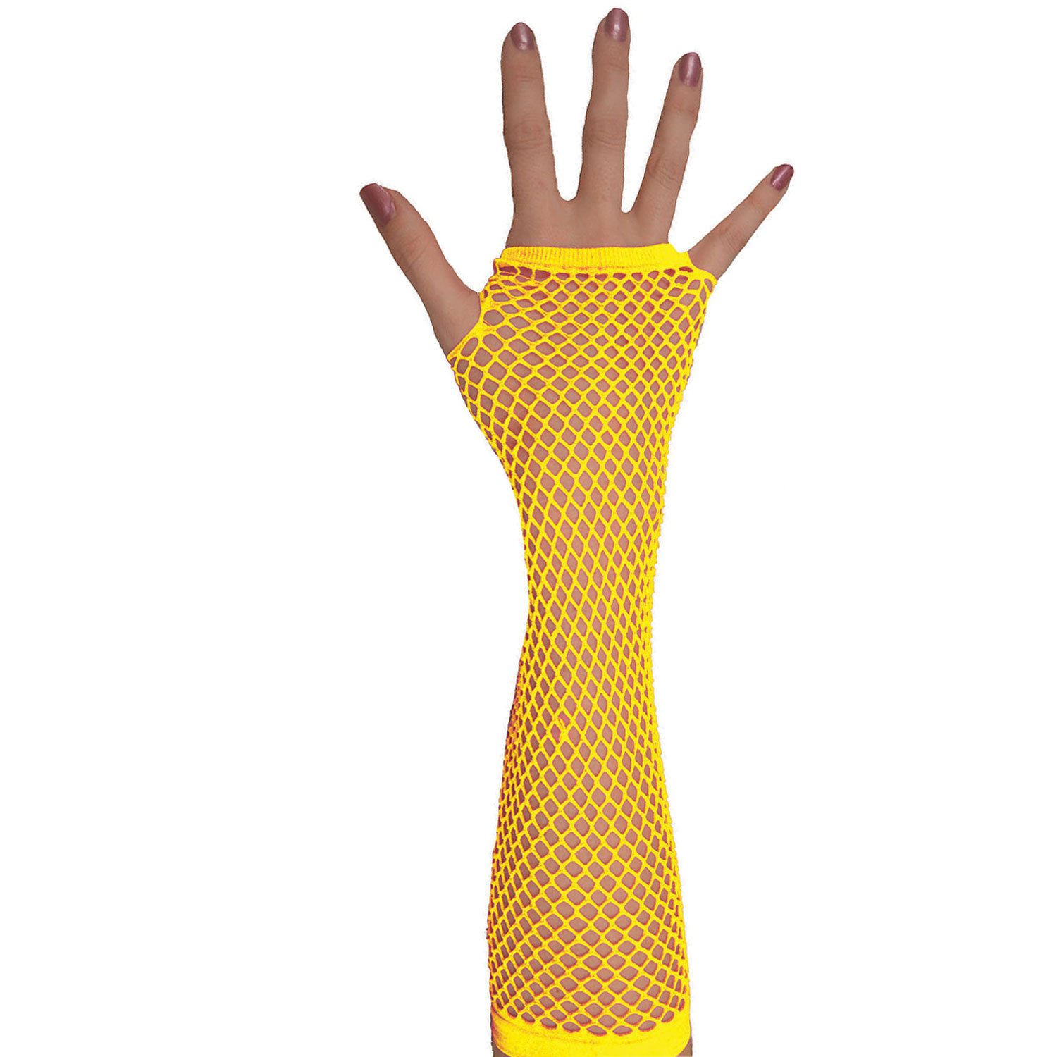 Funny Fashion Kostüm Lange Fingerlose Netzhandschuhe 'New York', Neon günstig online kaufen