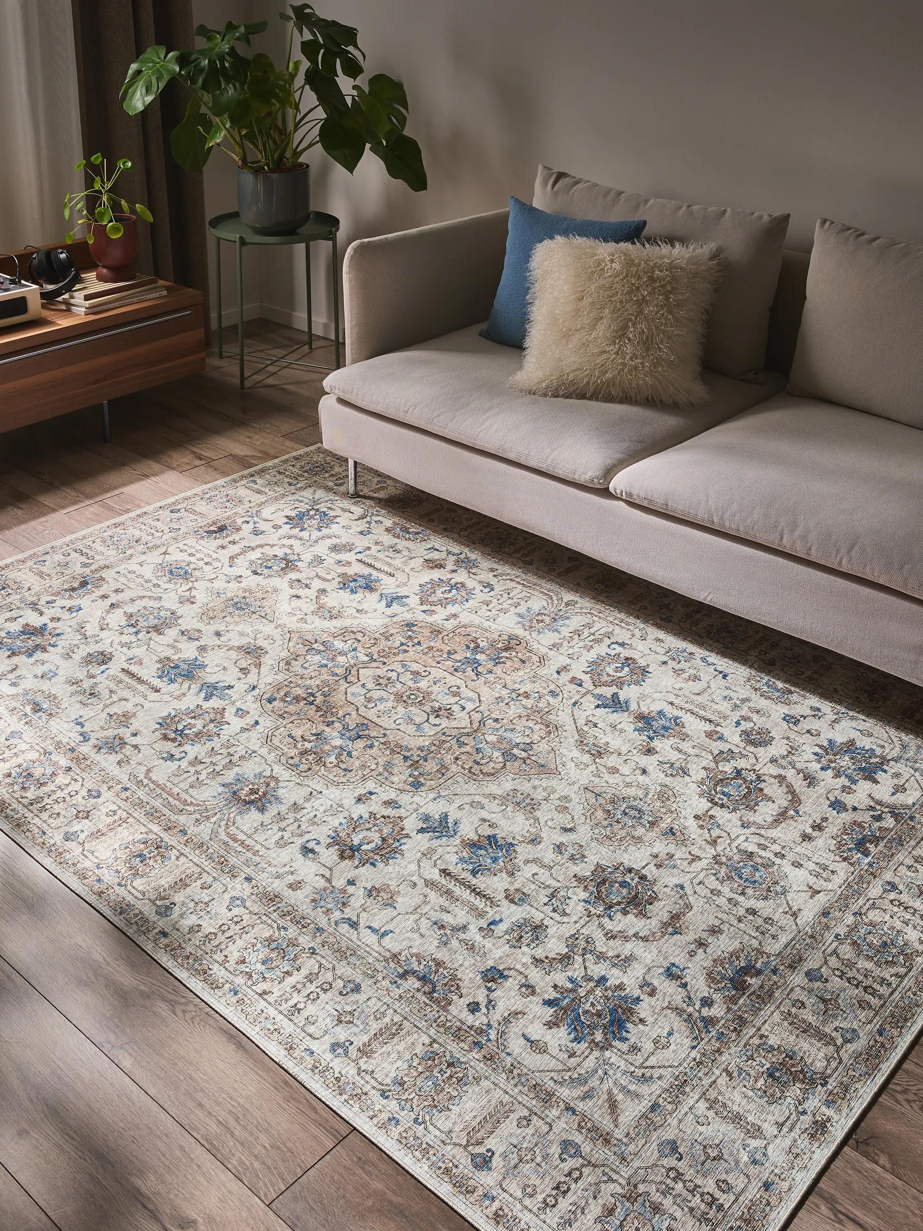 benuta Teppich Laury, rechteckig, Höhe: 5 mm, Teppich Wohnzimmer, Schlafzimmer, Esszimmer, Flur, Kunstfaser, Cozy