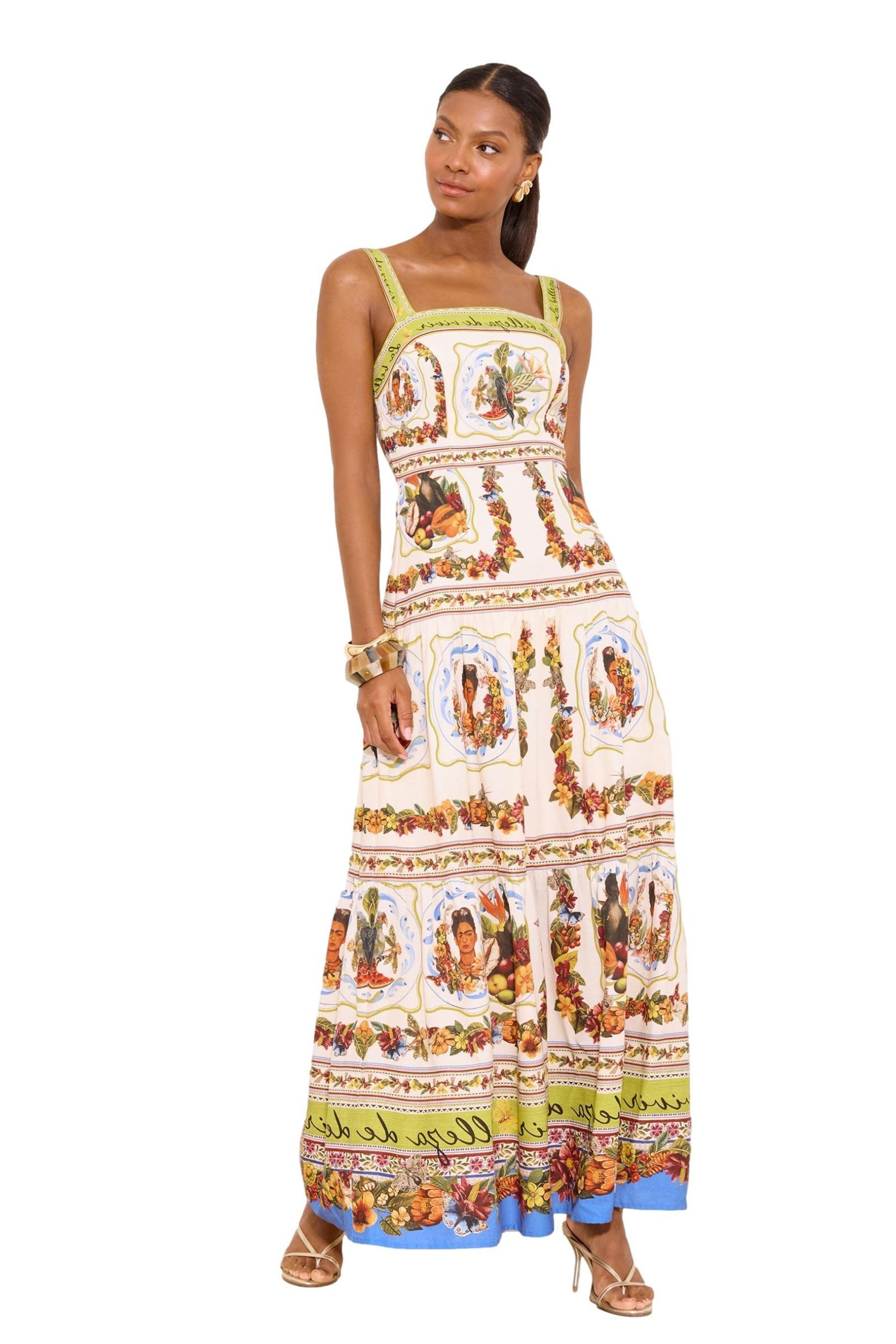 LIPSY Maxikleid Lipsy Maxiträgerkleid mit Stufenrock, Regular (1-tlg)