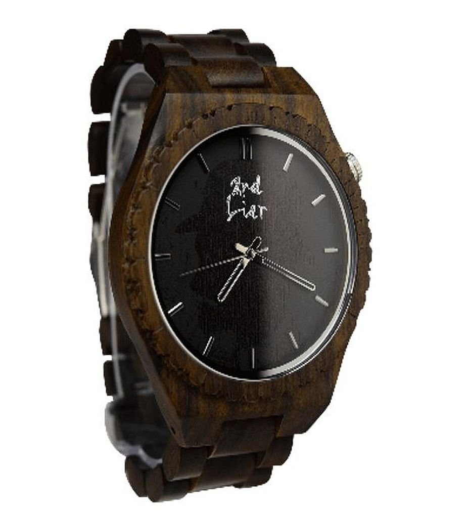 Quarzuhr Herren Armbanduhr Holzuhr handgemacht aus Holz 2nd Liar Dunkelbraun