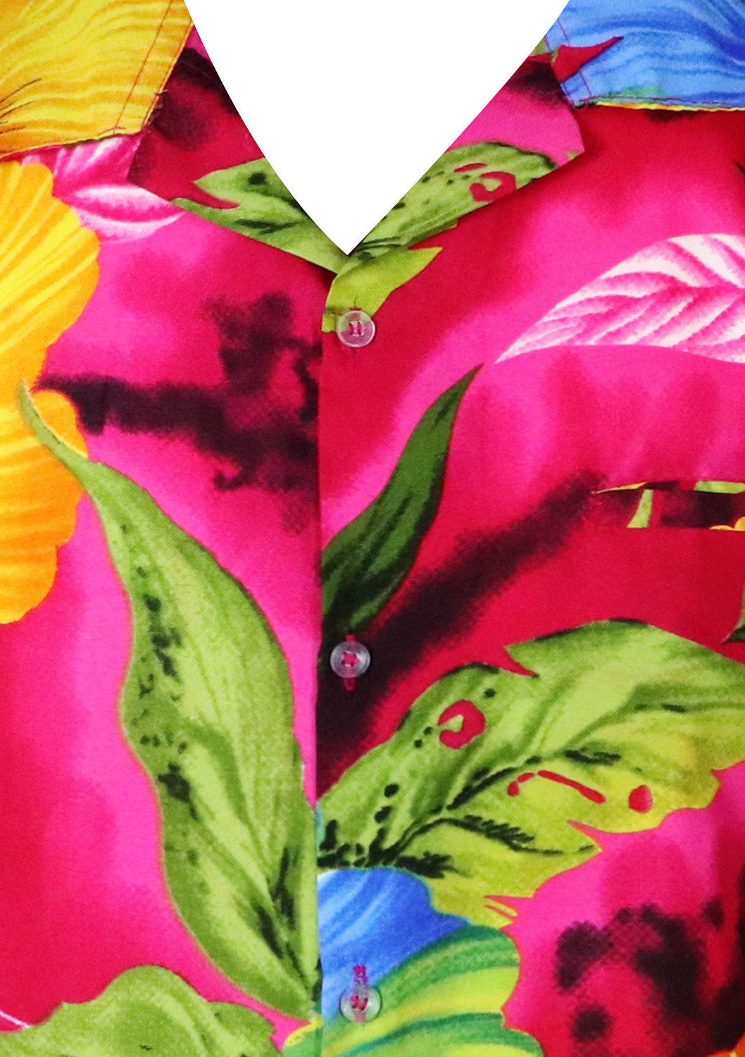 King Kameha Hawaiihemd Big Flower Funky Hawaii-Hemd Kurzarm Front-Tasche Stylish Unisex