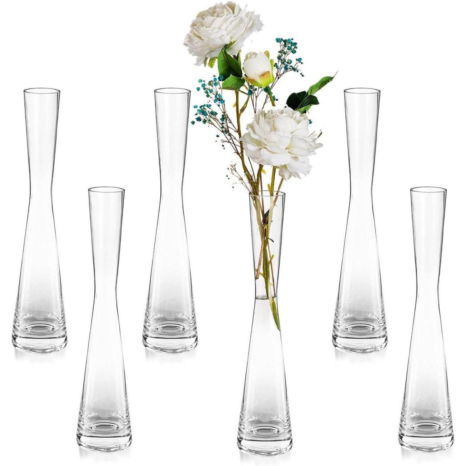 LuxusKollektion Tischvase Blumenvase Glas Set Tulpenvase Tischdeko Pampasgras Hochzeit 6 24.5cm